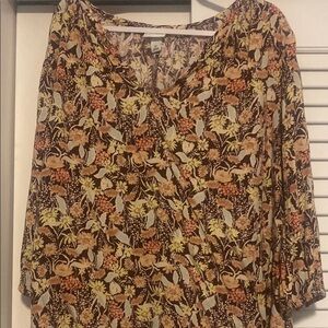 Floral Maroon and Yellow Women's Top